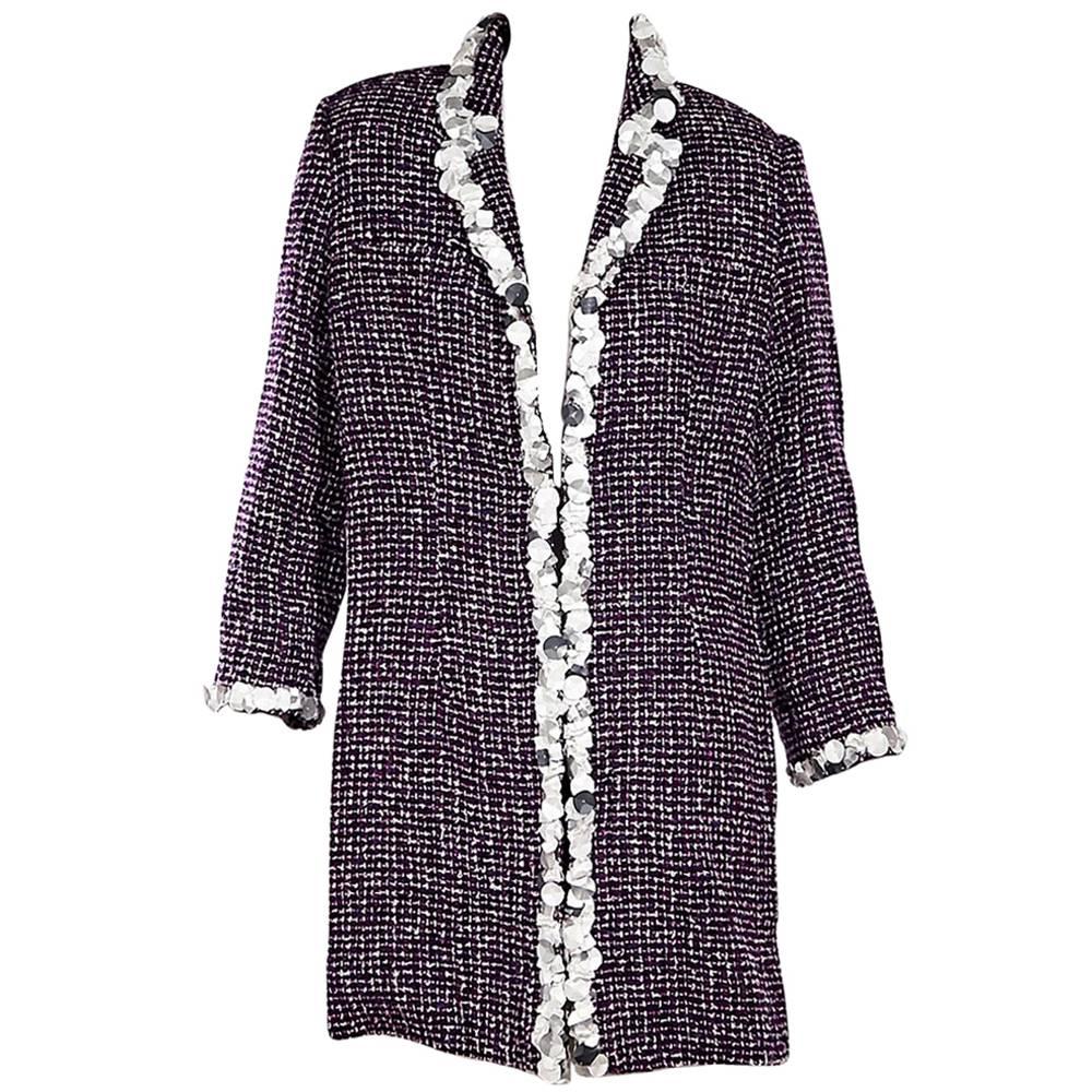 Chanel Vintage Purple Tweed Coat