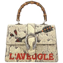 Gucci Dionysus Bamboo Top Handle Bag Embroidered Python Medium