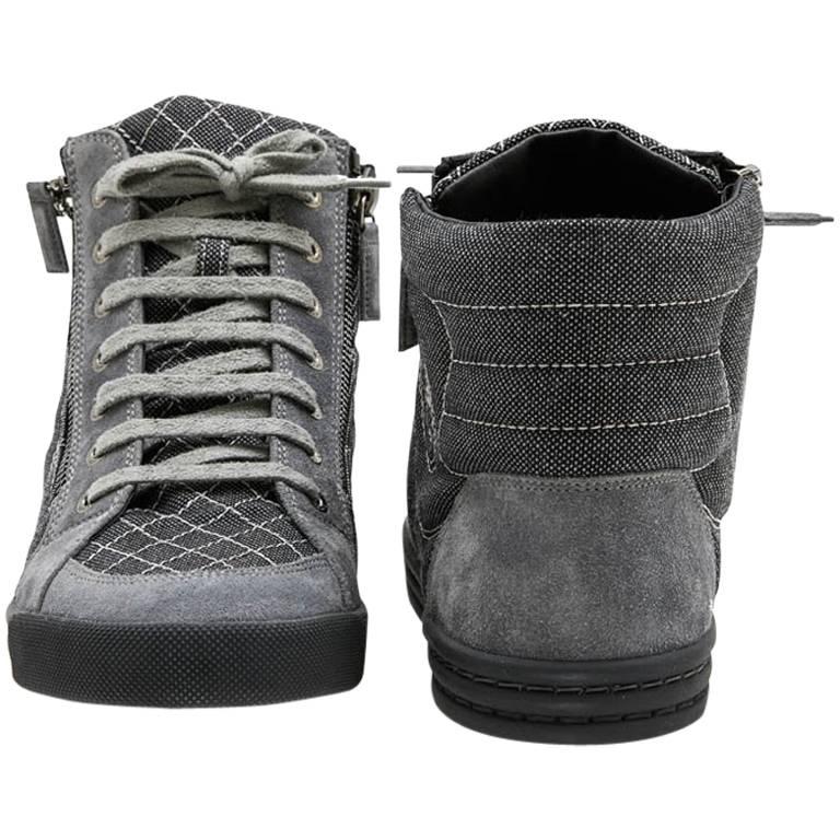 CHANEL Sneakers in Grey Denim and Suede Size  For Sale at 1stDibs |  gray chanel sneakers