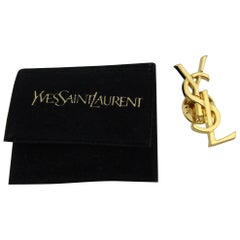 Yves Saint Laurent YSL Golden Vintage Pin with Pouch
