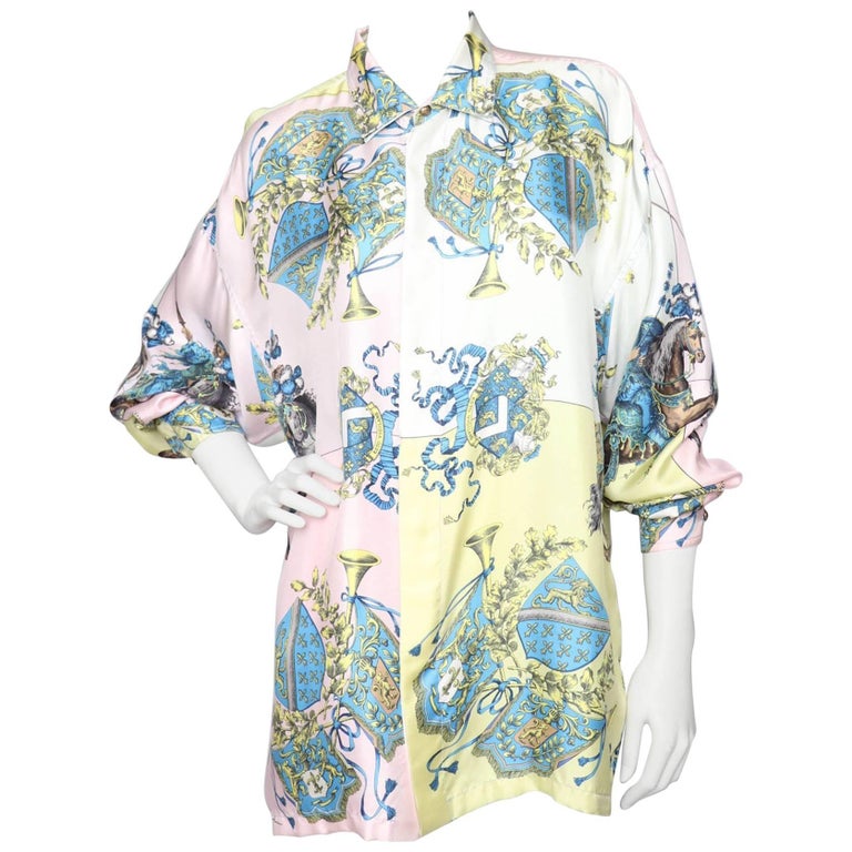 A 1980s Vintage Gianni Versace Renaissance Print Silk Shirt L at ...