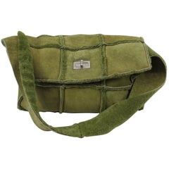 Chanel Vintage Shearling Green  Shoulder Bag, 2000  