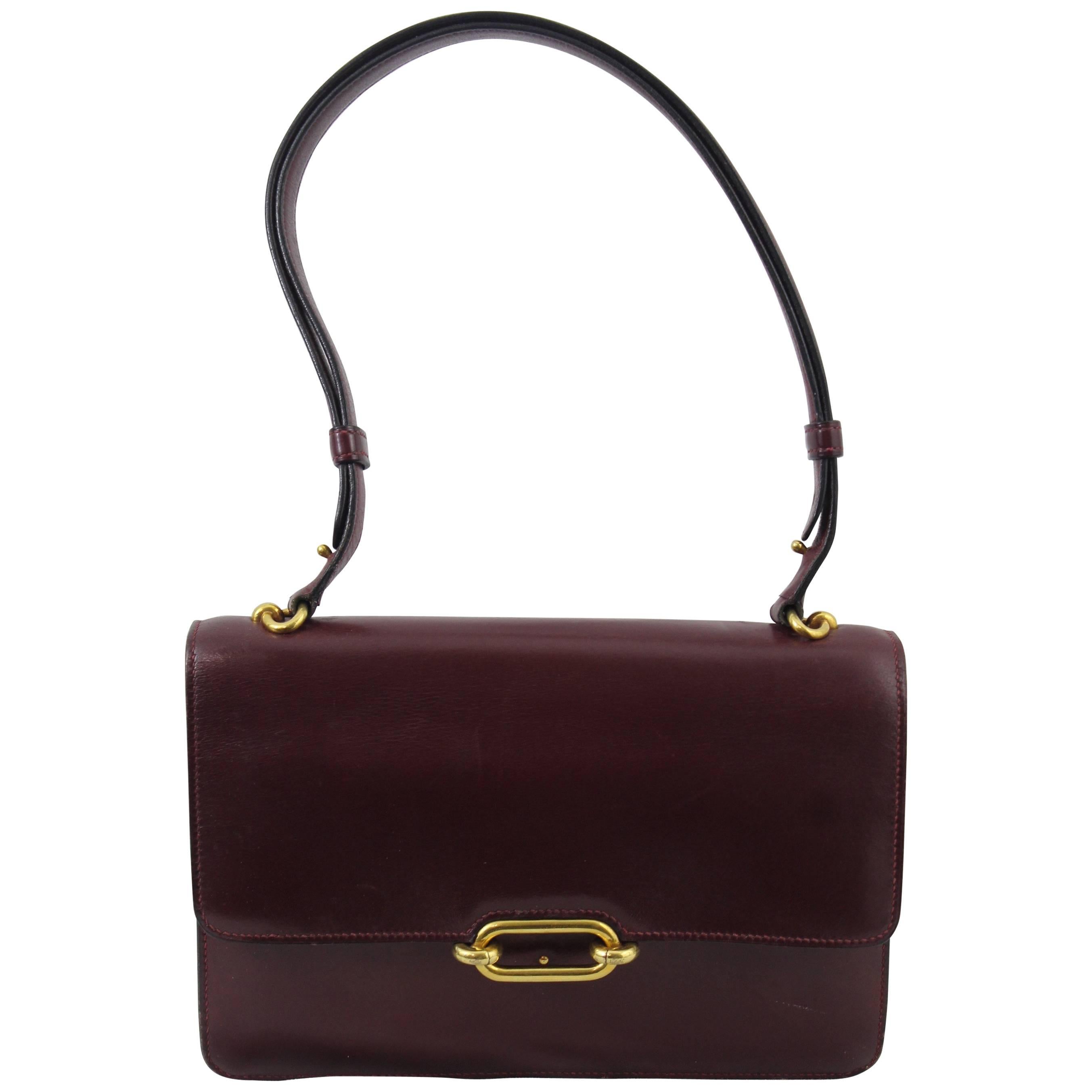 Hermes Vintage Bag Fontbelle Burgundy Box leather, 1960s