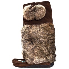 Monitobah Suede & Rabbit Fur Tall Classic Mukluk Boots Sz 7.5