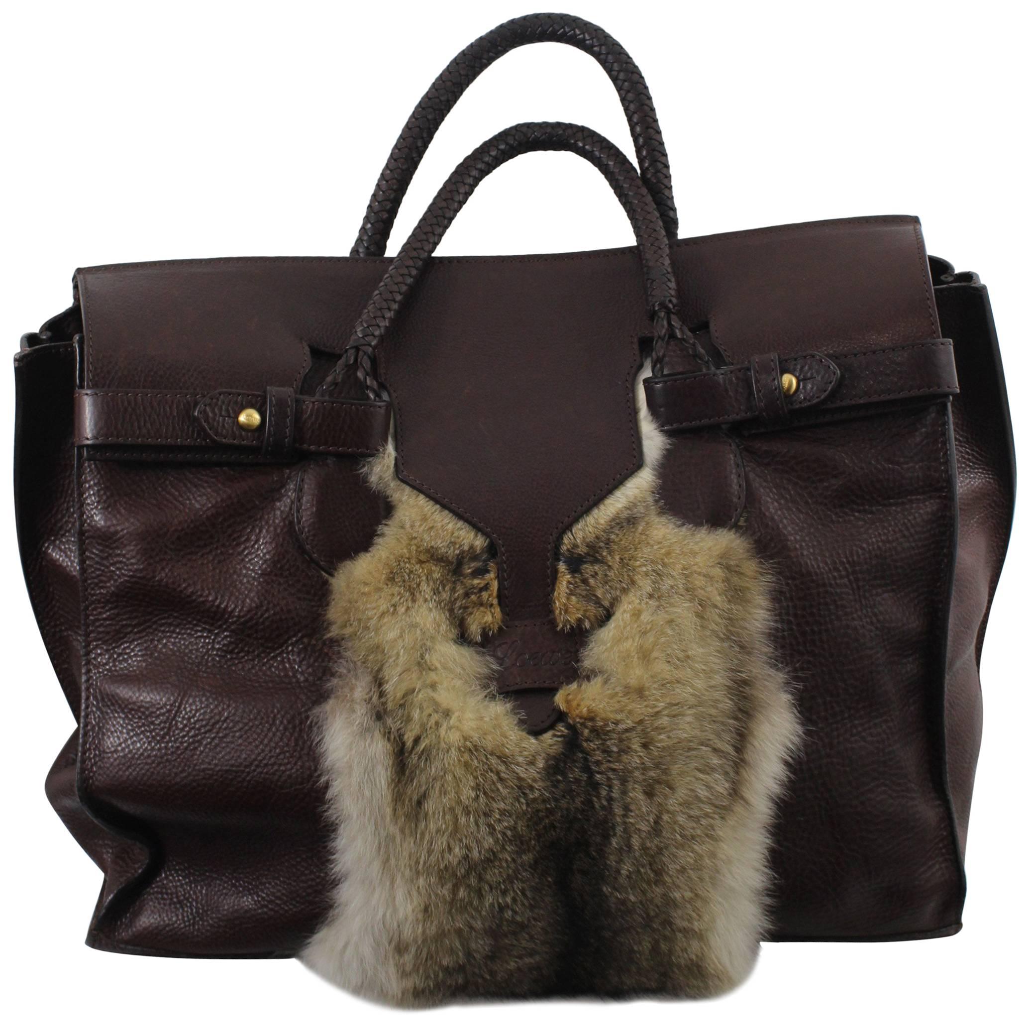 Loewe Limited Edition Leather and Fur Travel Bag, 2007  For Sale