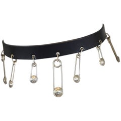 Gianni Versace Medusa Safety Pin Leather Belt
