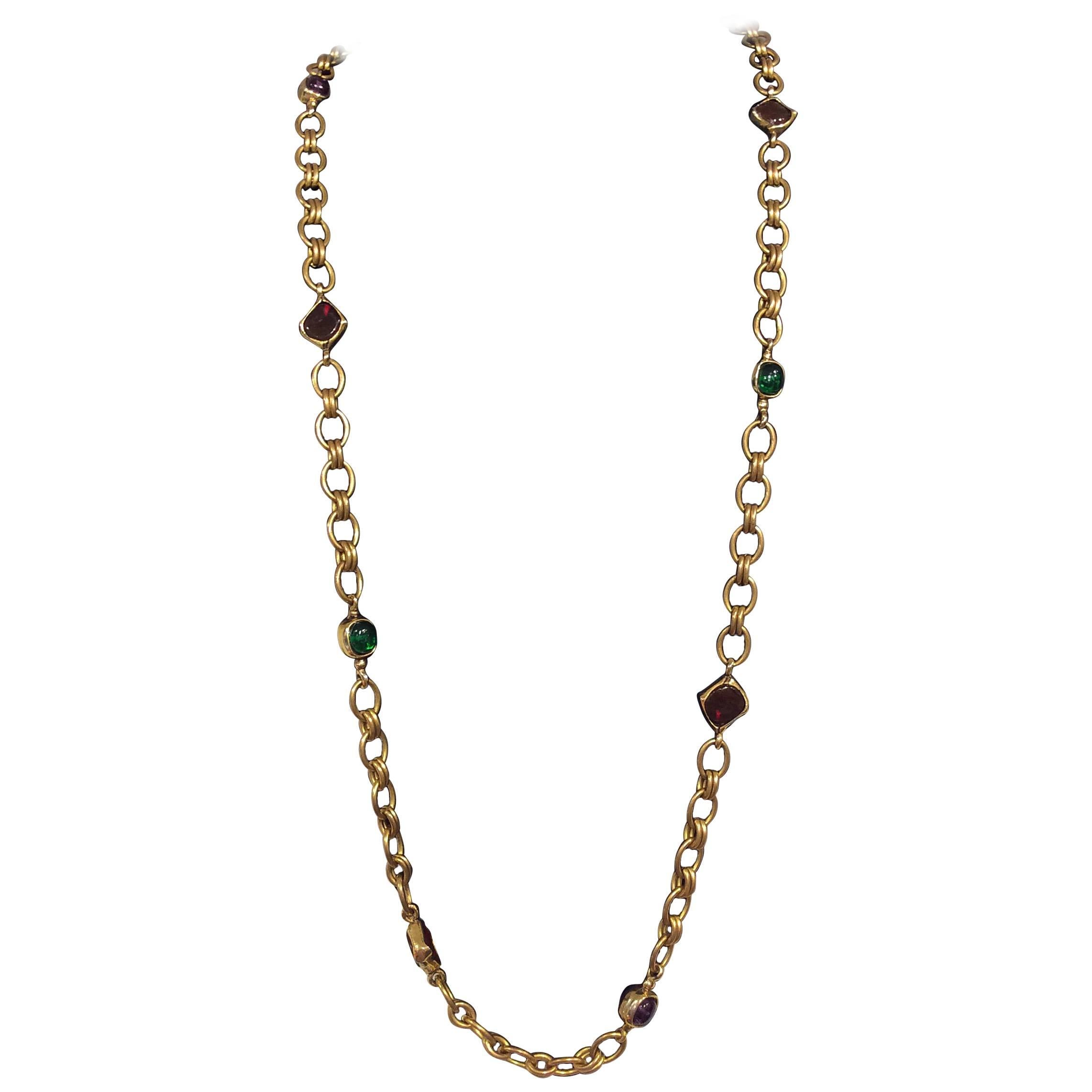 Chanel Multi-Colored Poured Glass Necklace For Sale