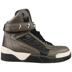 Baskets GIVENCHY pour homme - Taille 11 Gris & Cuir noir Star Strap Tyson High Top