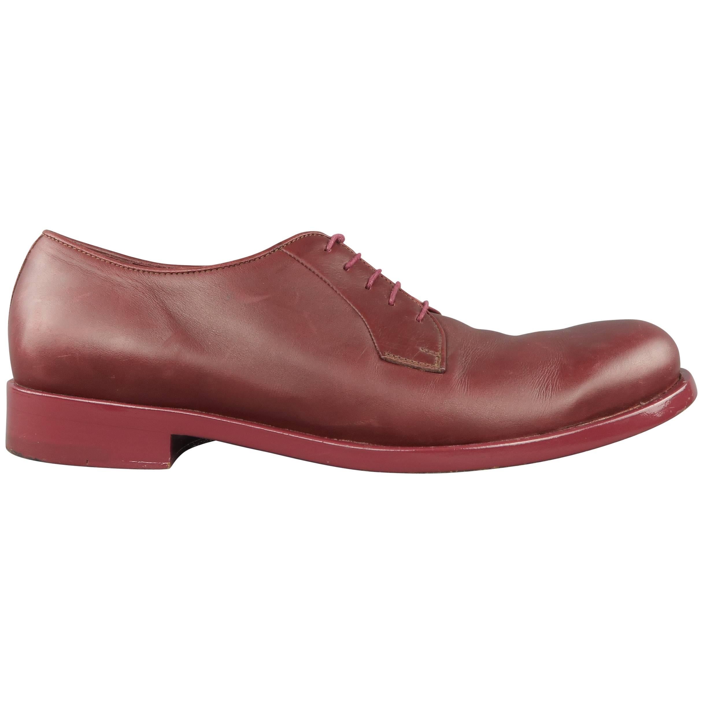 Men's JIL SANDER Shoes Size 10 Oxblood Burgundy  Leather Lace Up