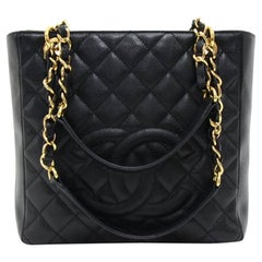 Chanel Petite Shopper Tote (PST) Black Quilted Caviar Leather Tote Bag