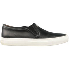 Used Men's GIVENCHY Size 8 Black Leather HSG Slip On Sneakers