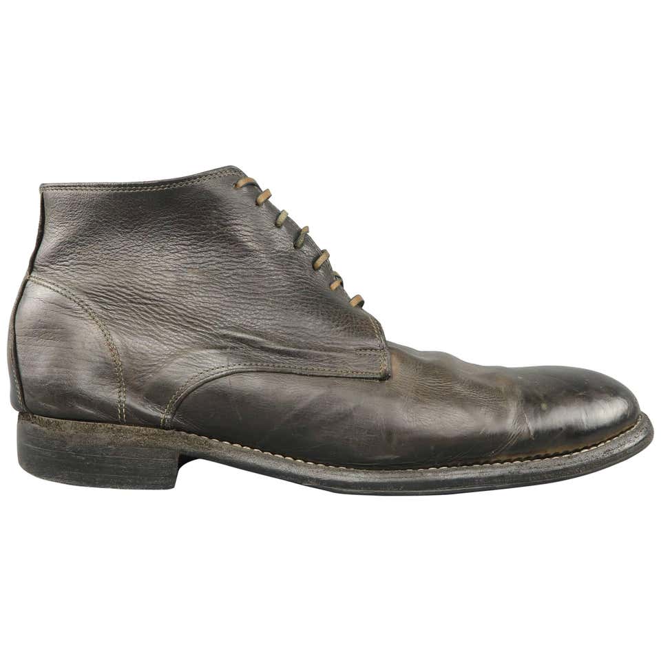 Men's GUIDI Size 12 Black Distressed Donkey Leather Desert Boots at ...