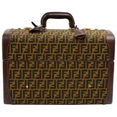 Fendi Used Tobacco Zucca Jacquard Carry On Train Case