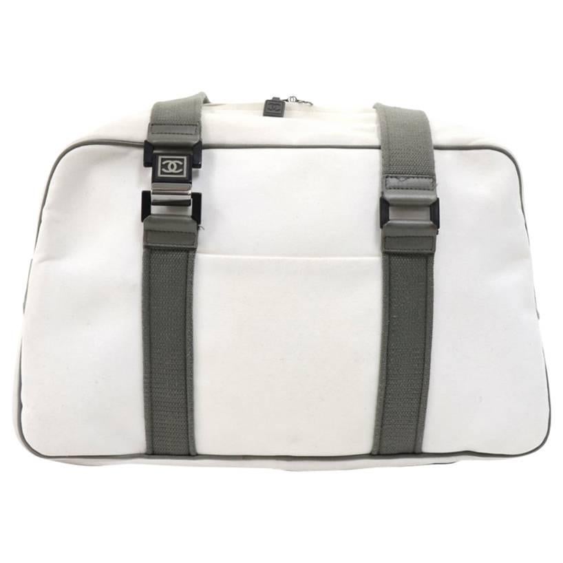 Chanel Sports Line White Canvas Boston Bag