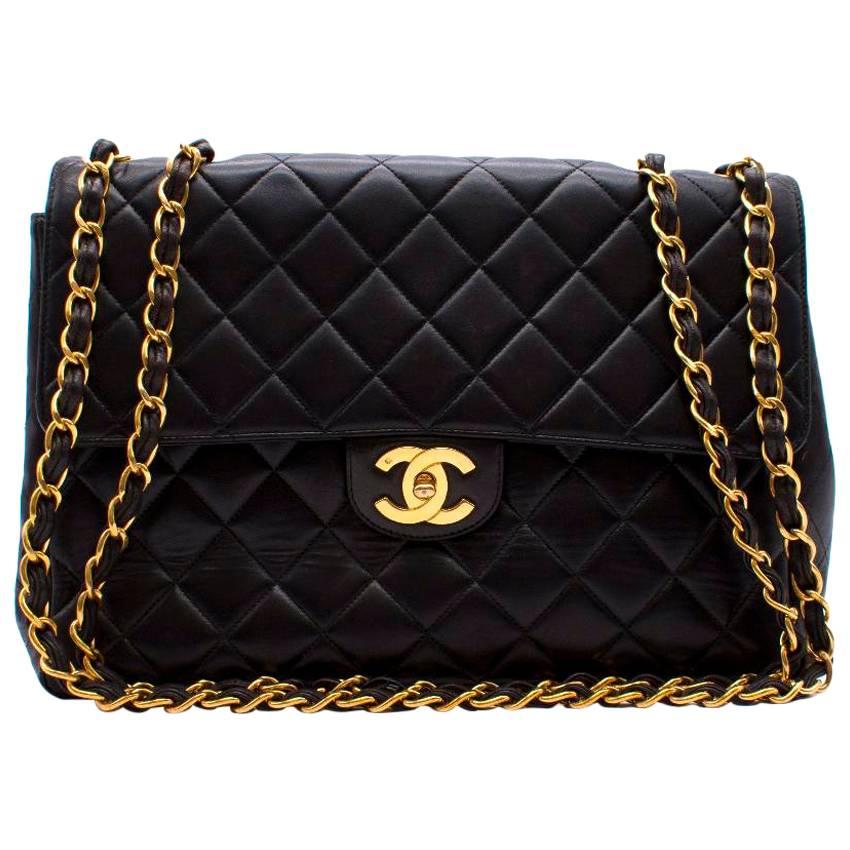 Chanel Black Lambskin Leather Quilted Bag  For Sale