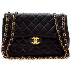 Chanel Black Lambskin Leather Quilted Bag 