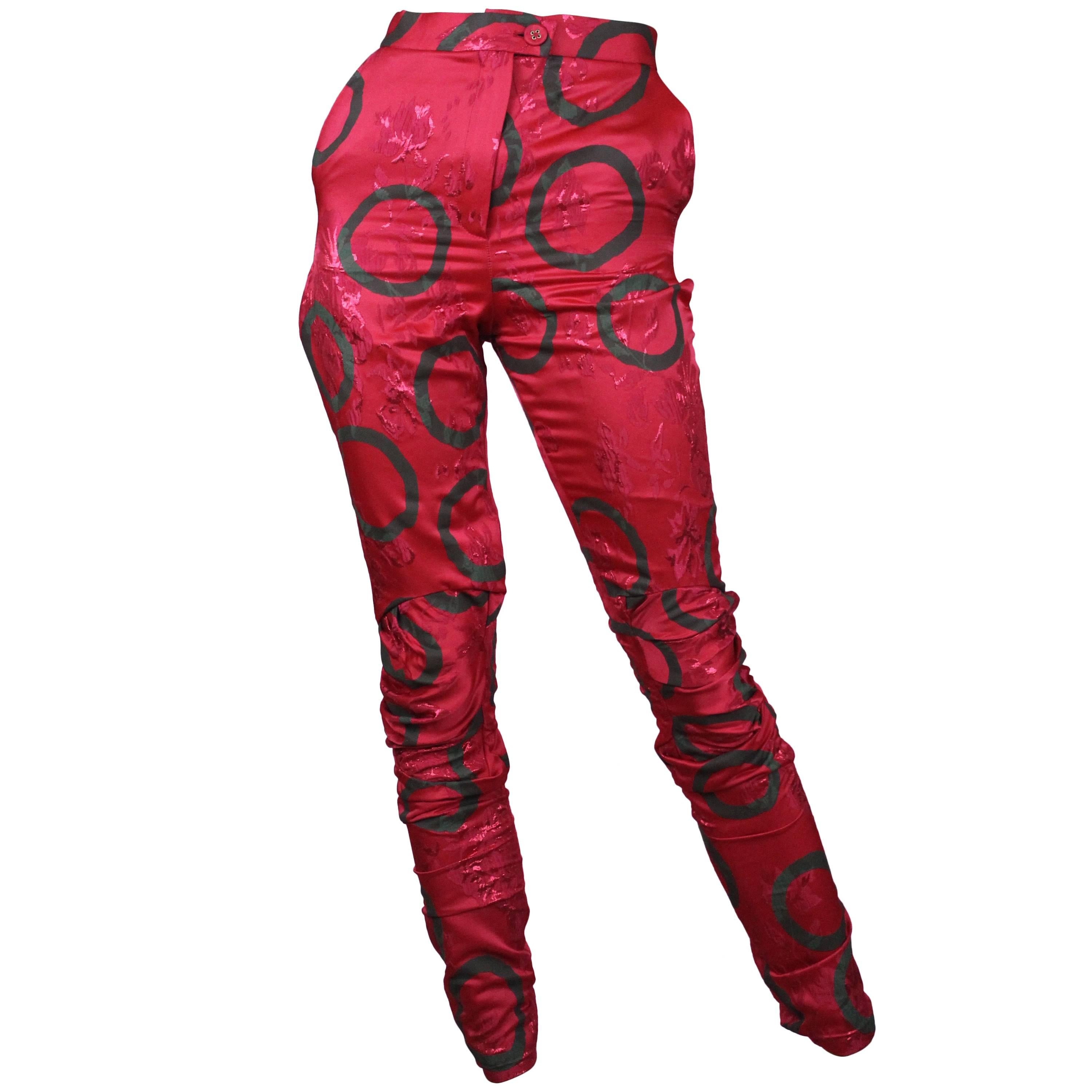 Vivienne Westwood Gold Label AW13 "Phoenix Trousers" in Red Lurex Size US 4 For Sale