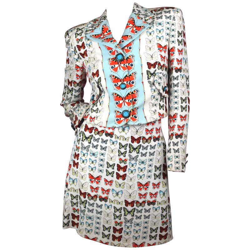 Gianni Versace Spring Summer 1995 Butterfly Print Skirt Suit Size IT 42 ...