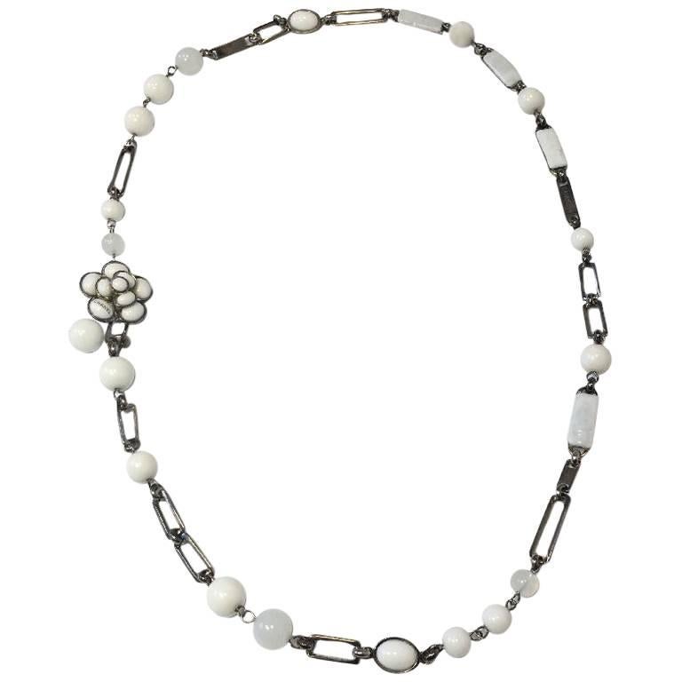 CHANEL Necklace-belt in White and Transparent Molten Glass