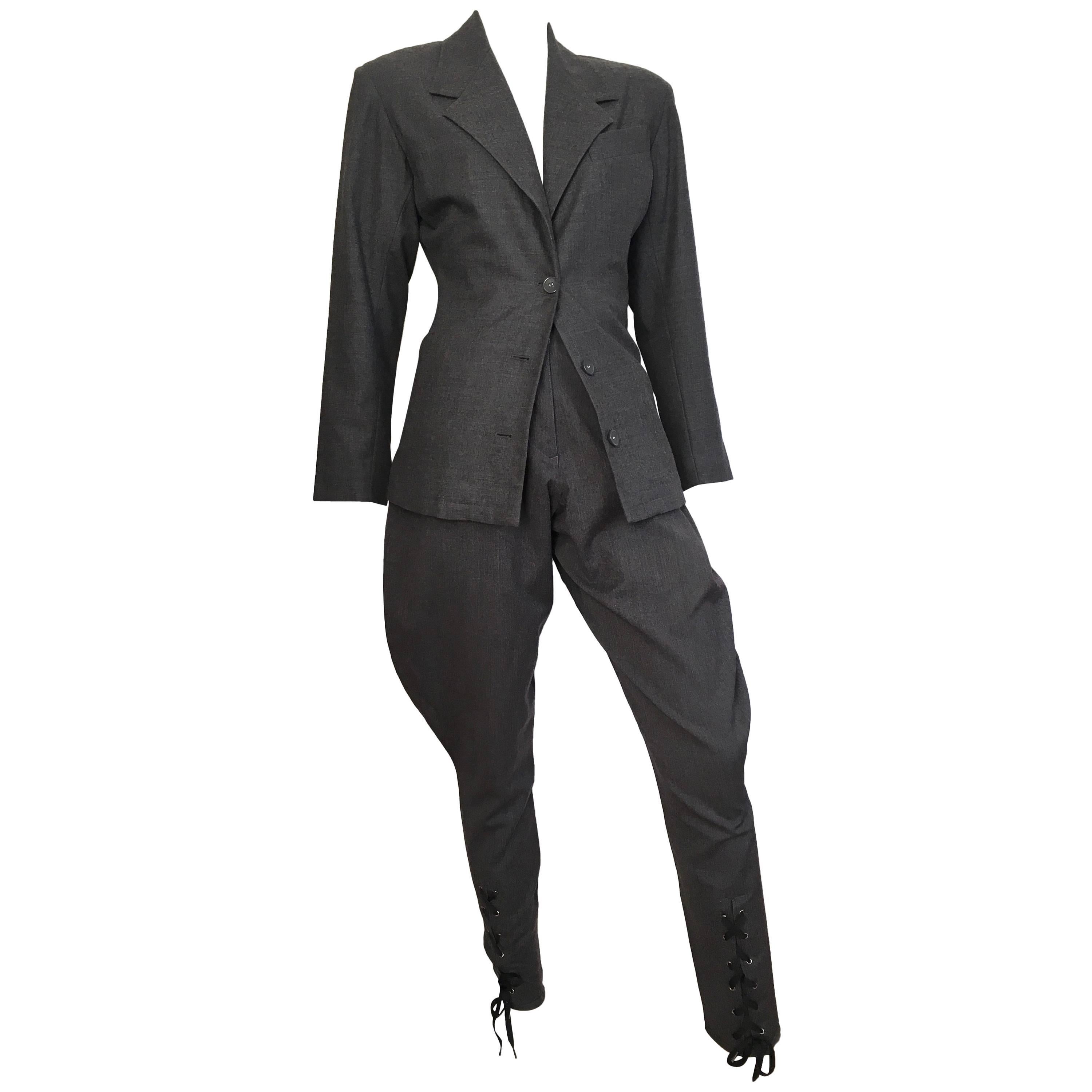 Jean Paul Gaultier Grey Suit with Lace Up Jodhpur Pants, 1980s For Sale ...