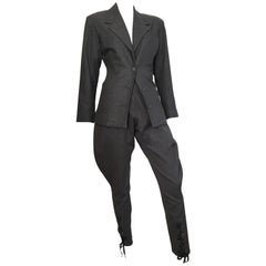 Jean Paul Gaultier Grey Suit with Lace Up Jodhpur Pants, 1980s