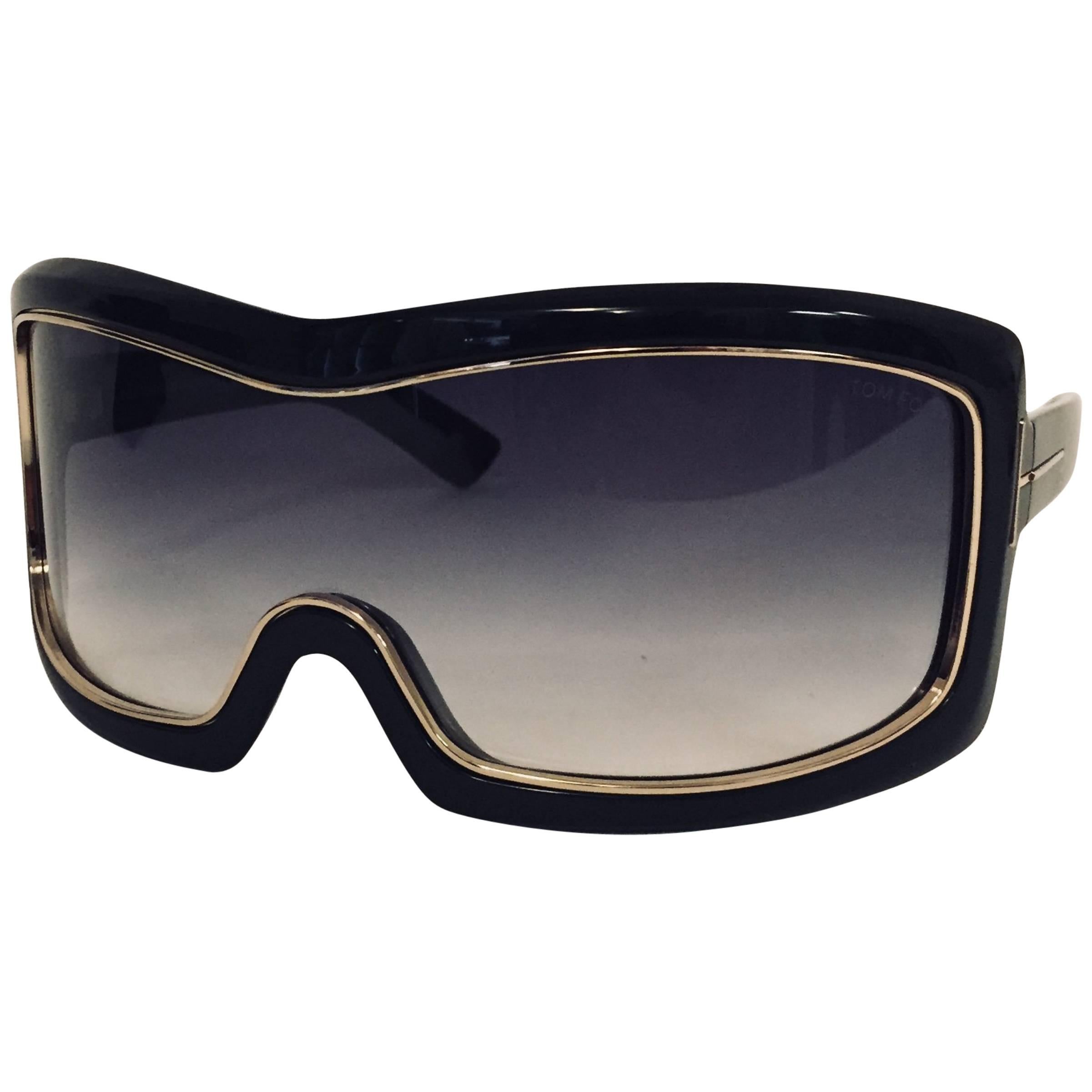 Unisex Tom Ford "Olga" Sensational Statement Shield Sunglasses w Gradient Lenses