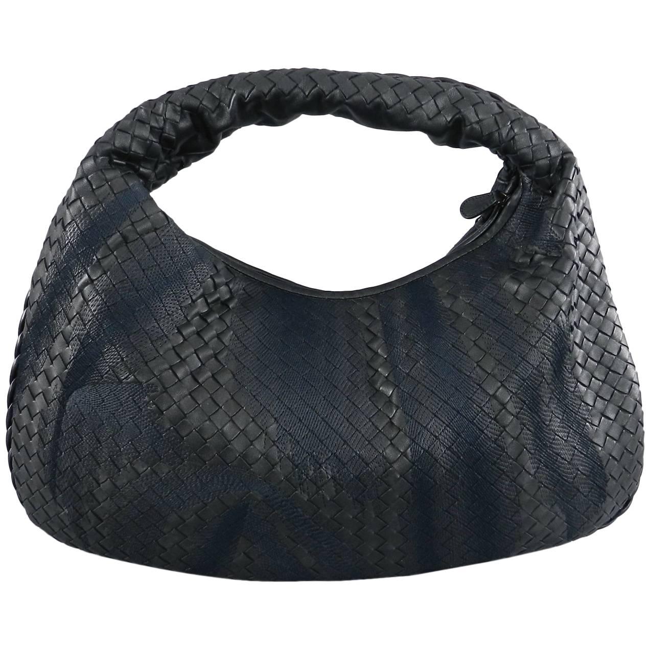 Bottega Veneta Black Intrecciato Leather Shadow Embroidered Nappa Hobo Bag