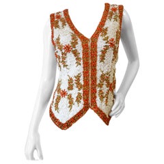 1960s Valentina Ltd Sequin Beaded Zip Up Vest 