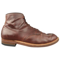 Men's ALDEN Size 10 Brown Contrast Stitch Leather Apron Toe Indy Boots