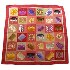 Rare Loewe Amazona Bag Twill Silk Carré Pink Color 90 cm / Good Condition