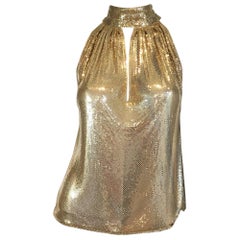 Whiting & Davis Gold Mesh Metal Halter Top