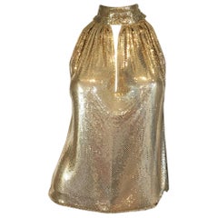 Whiting & Davis Gold Mesh Metal Halter Top