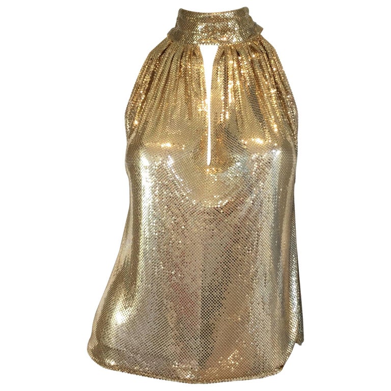 Whiting and Davis Gold Mesh Metal Halter Top at 1stDibs | whiting and ...