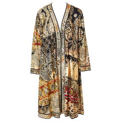 Leonard Patterned Jersey Kimono with Gold Detail