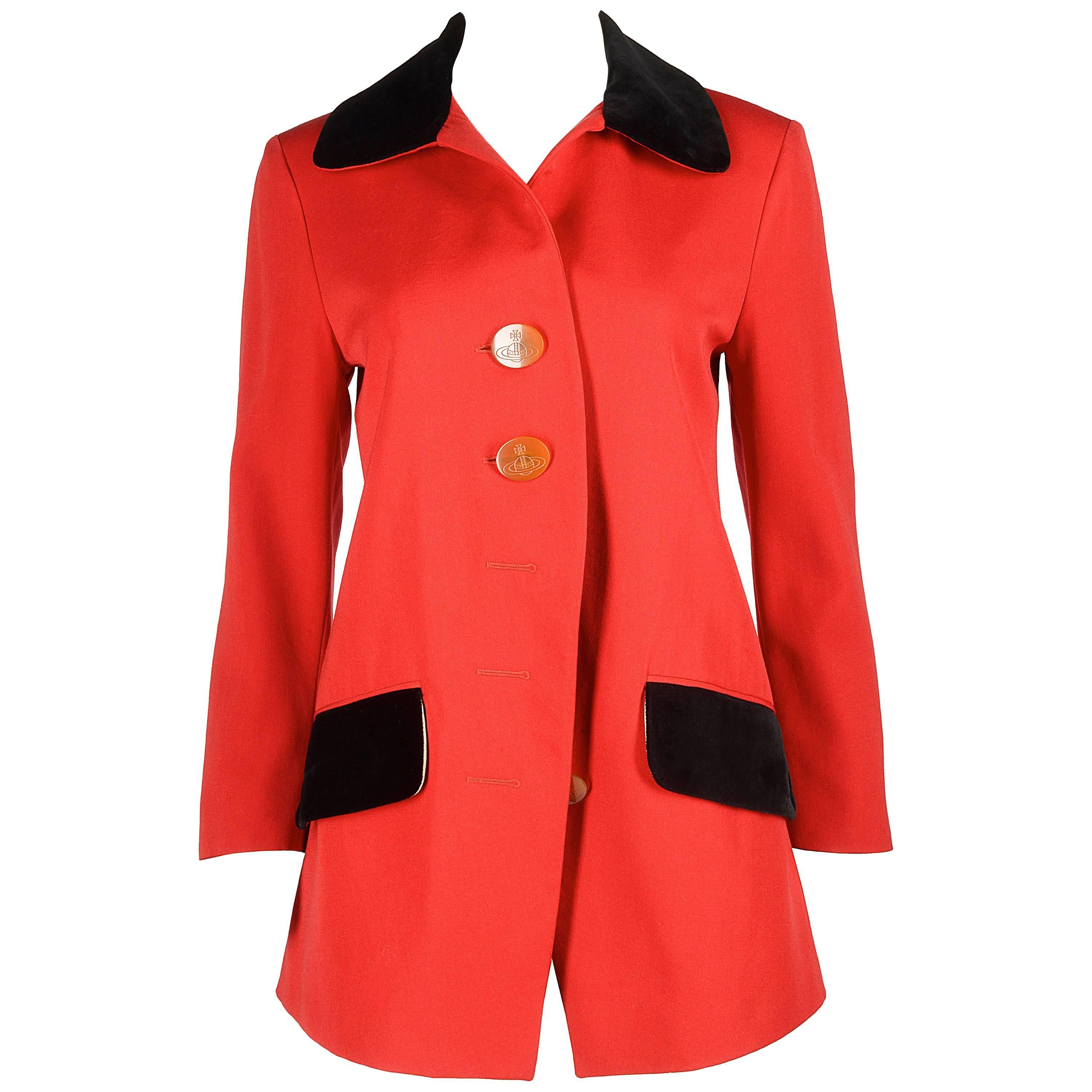 Vivienne Westwood red wool jacket with black velvet collar, AW 1990