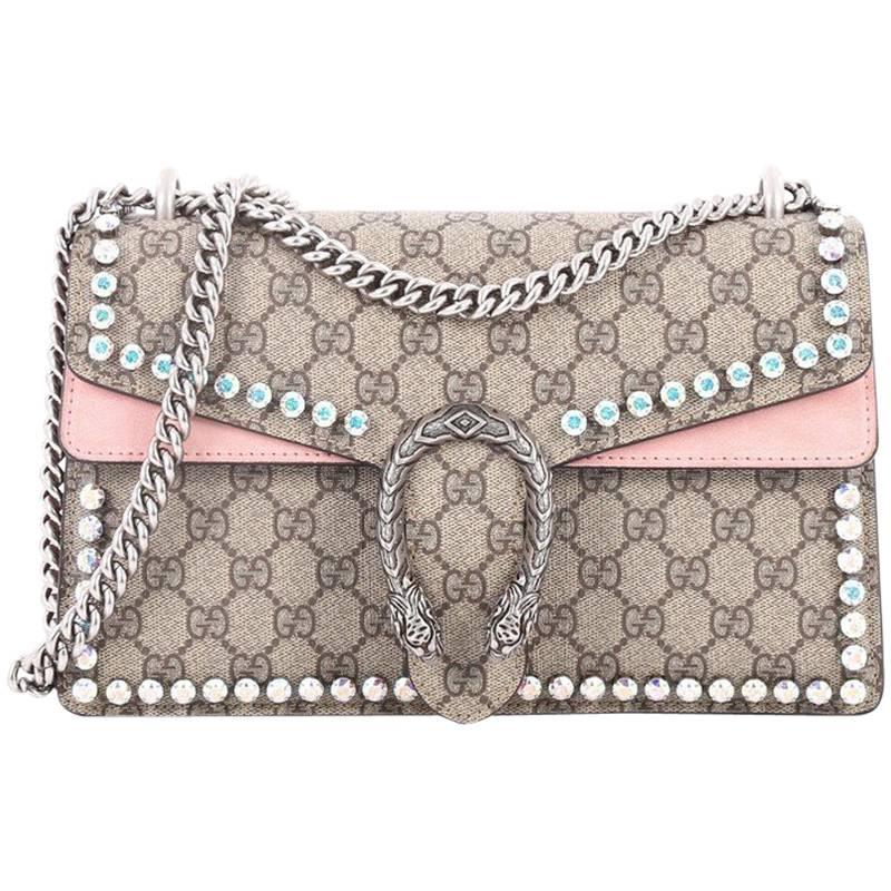 Gucci Dionysus Handbag Crystal Embellished GG Coated Canvas Small