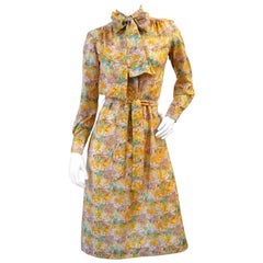 Vintage 1960s Lanvin Floral Button Up Dress 