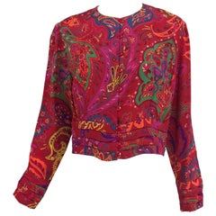 Lanvin silk paisley print top 1980s