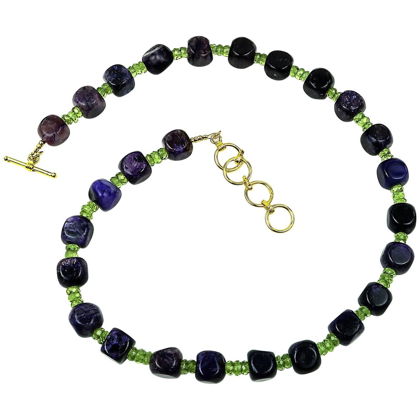 AJD Amethyst Cubes with Peridot accents Necklace February Birthstone