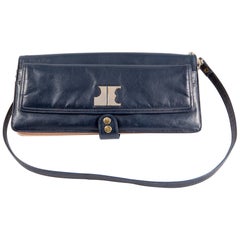 Jacques Esterel Navy and Cream Long Shoulder Baguette Bag