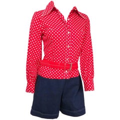 Red, White, & Blue Polka Dot Romper, 1960s