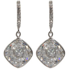 Edwardian Style Cushion CZ Bottoms Diamond Tops Sterling Jewelry Earrings