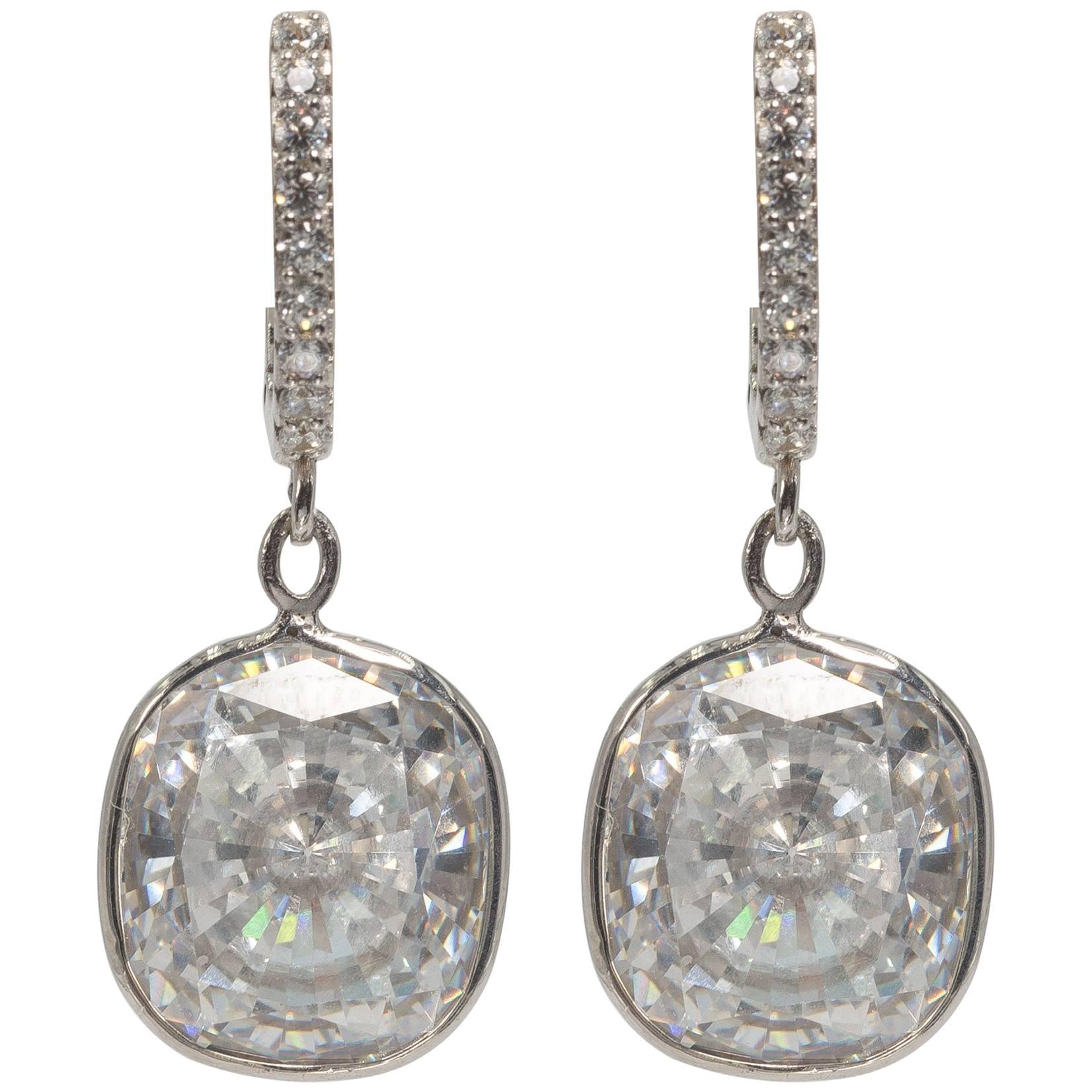 Edwardian Style Cushion Diamond Costume Jewelry Earrings
