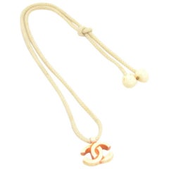 Chanel White Resin CC Logo Rope Necklace