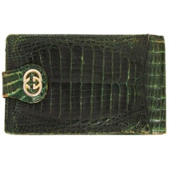 Gucci Green Crocodile Leather Vintage Check Holder, 1970s