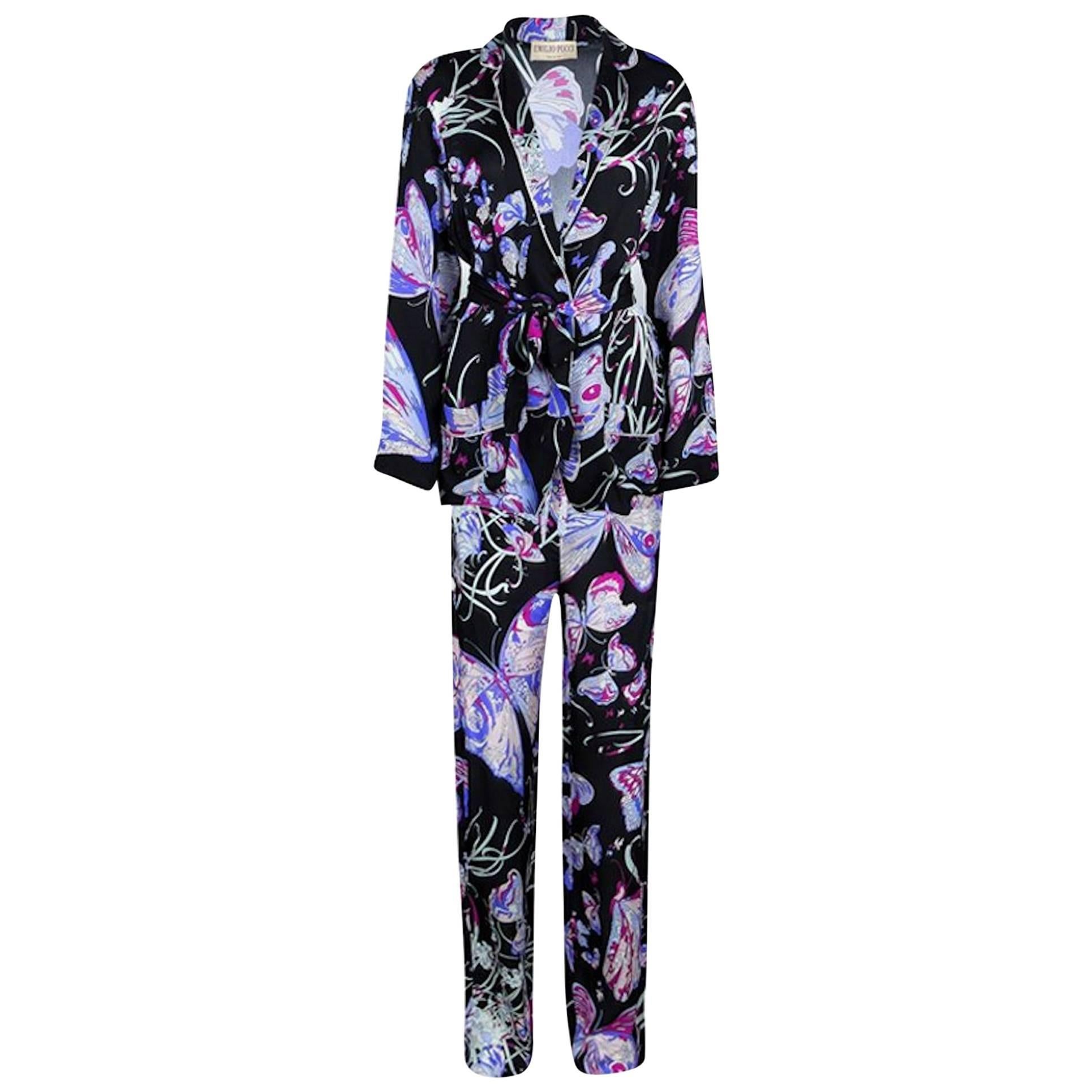 Emilio Pucci Signature Print Silk Ensemble Pants Lounge Evening Suit