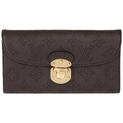 2009 Louis Vuitton Chocolate Perforated Mahina Calfskin Leather Amelia Wallet
