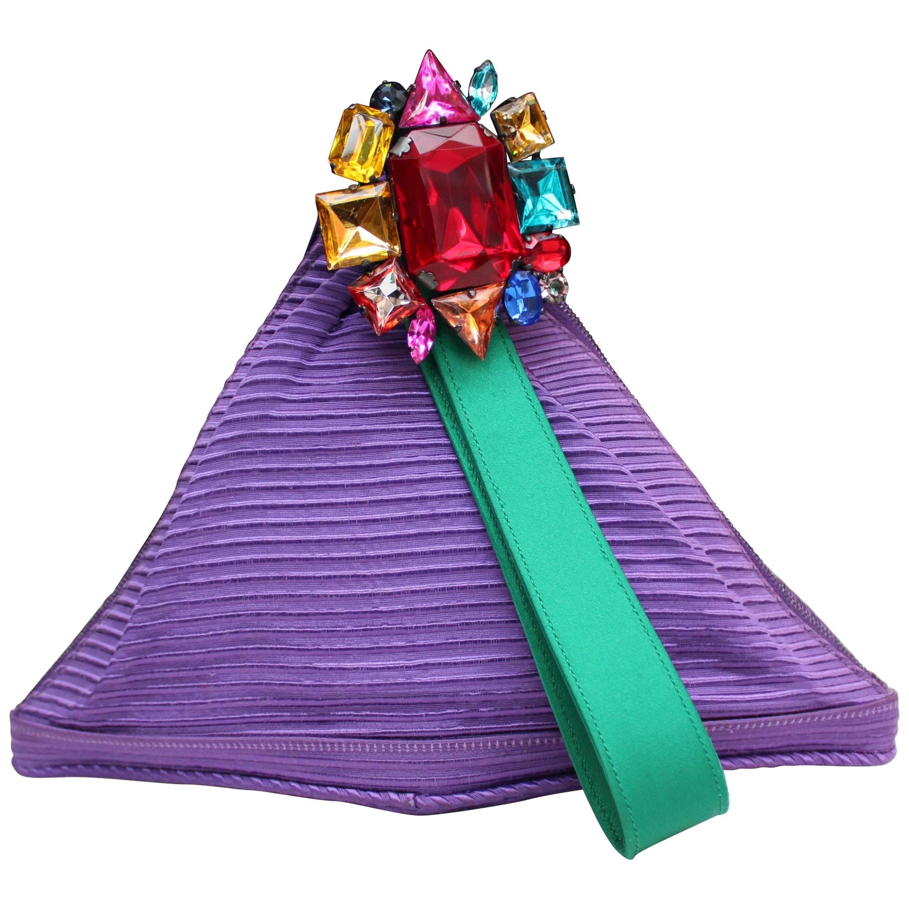 Renaud Pellegrino purple and green jewel evening bag