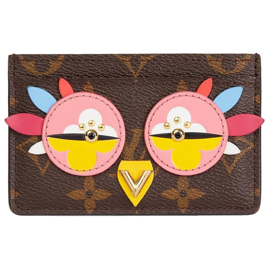 2016 Louis Vuitton Brown Monogram Coated Canvas Multicolour Owl Card Holder