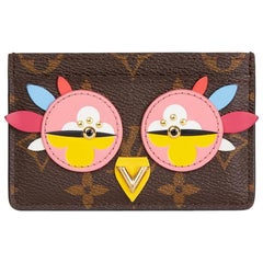 Vintage 2016 Louis Vuitton Brown Monogram Coated Canvas Multicolour Owl Card Holder